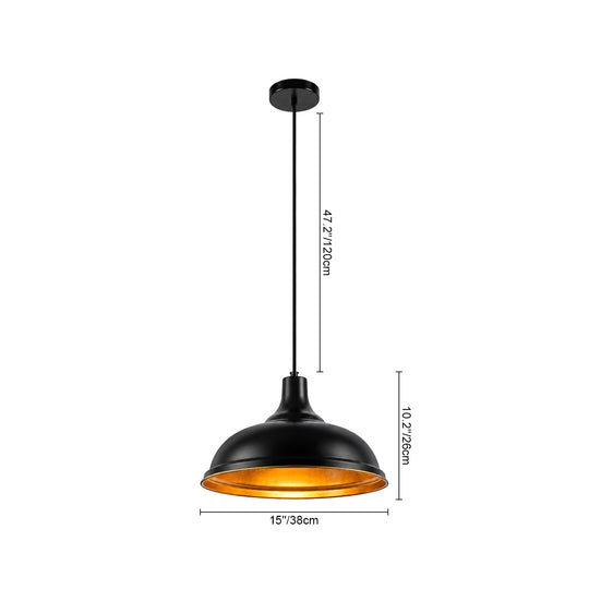 Pendantlightie-Industrial 1-Light Wide Edge Modern Metal Dome Pendant-Pendants-Black-