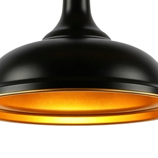 Pendantlightie-Industrial 1-Light Wide Edge Modern Metal Dome Pendant-Pendants-Black-