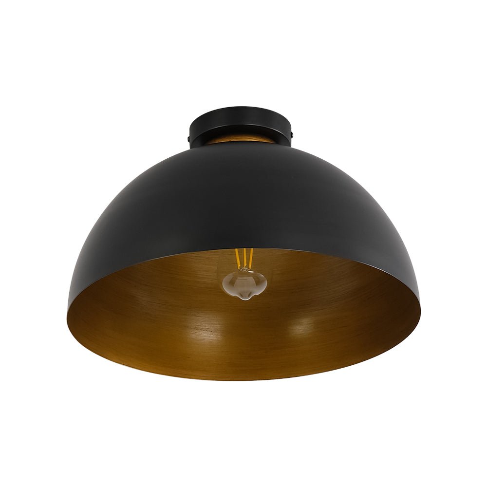 Pendantlightie - Industrial Chic 1 - Light Metal Black Dome Semi Flush Mount - Semi Flush Mount - Black - 