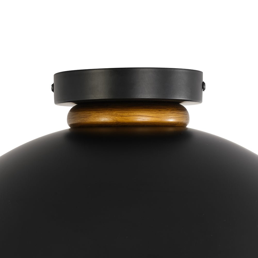 Pendantlightie - Industrial Chic 1 - Light Metal Black Dome Semi Flush Mount - Semi Flush Mount - Black - 