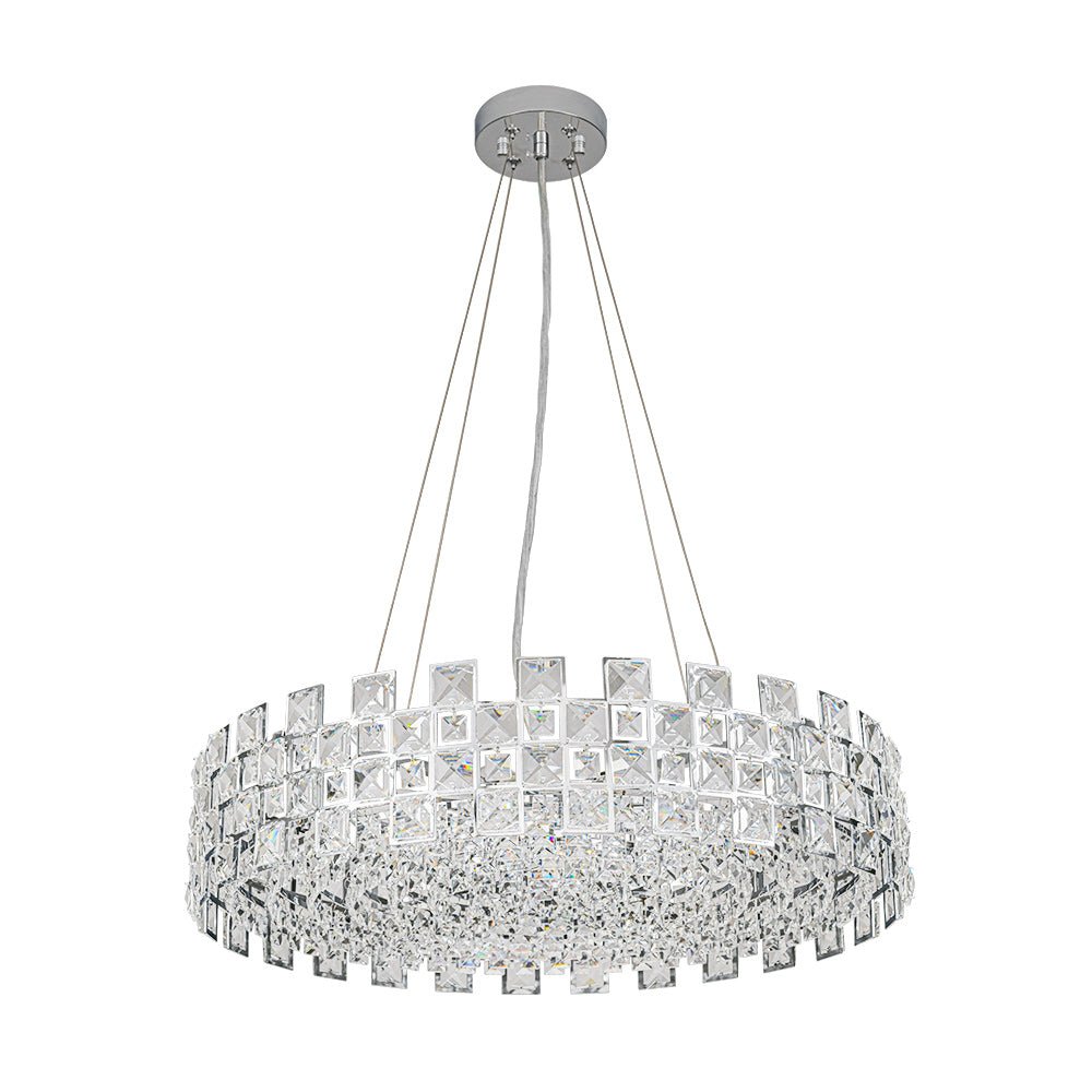 Pendantlightie - Luxury 8 - Light Hollow Design Facets Crystal Round Drum Chandelier - Chandeliers - Chrome - 