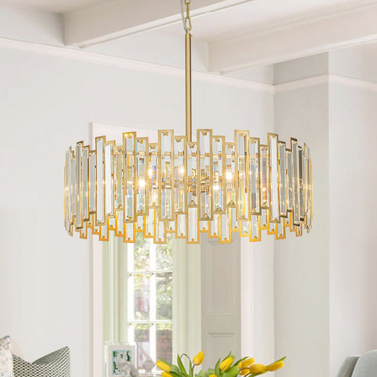 Pendantlightie - Luxury Glam 6 - Light Round Drum Crystal Chandelier - Chandeliers - Brass - 
