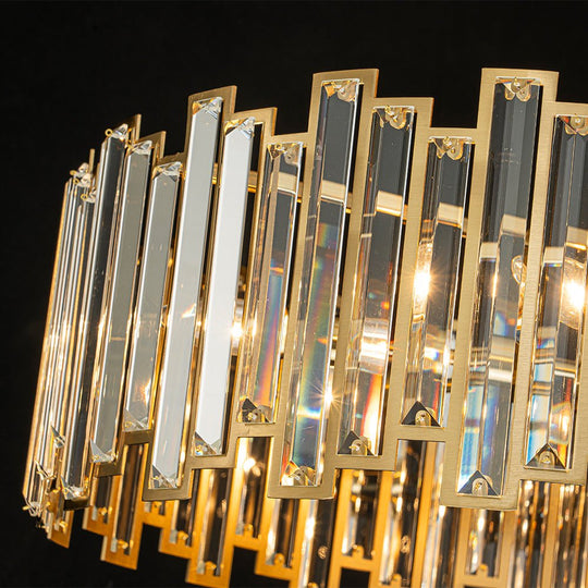 Pendantlightie - Luxury Glam 6 - Light Round Drum Crystal Chandelier - Chandeliers - Brass - 