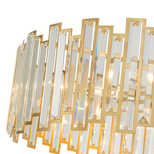 Pendantlightie - Luxury Glam 6 - Light Round Drum Crystal Chandelier - Chandeliers - Brass - 