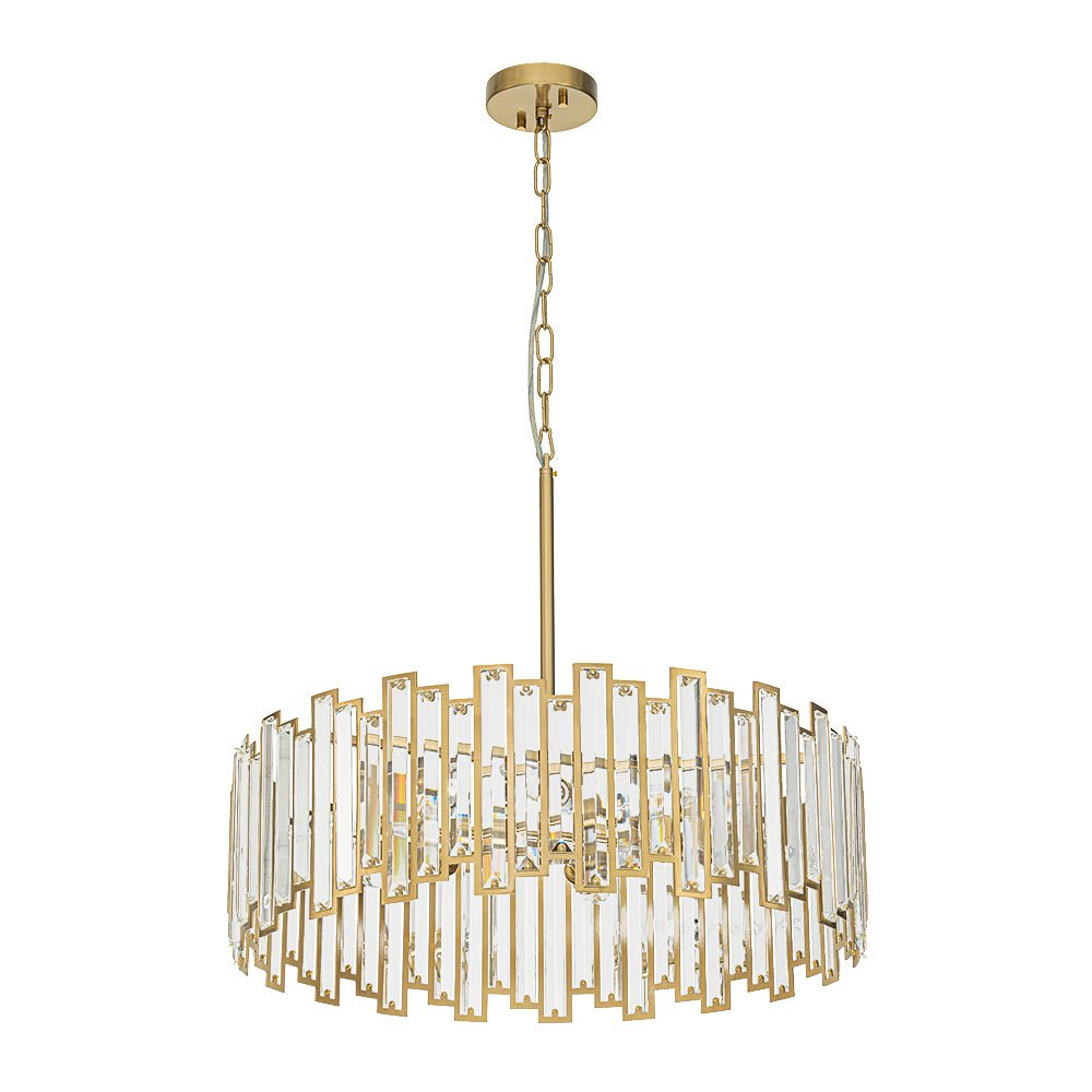 Pendantlightie - Luxury Glam 6 - Light Round Drum Crystal Chandelier - Chandeliers - Brass - 