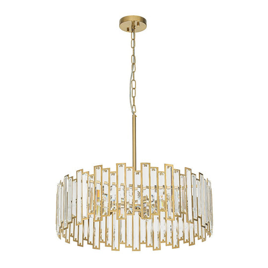 Pendantlightie - Luxury Glam 6 - Light Round Drum Crystal Chandelier - Chandeliers - Brass - 