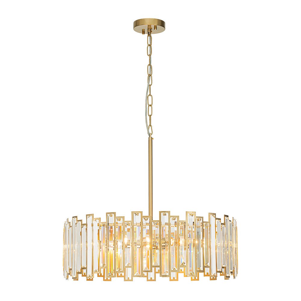 Pendantlightie - Luxury Glam 6 - Light Round Drum Crystal Chandelier - Chandeliers - Brass - 