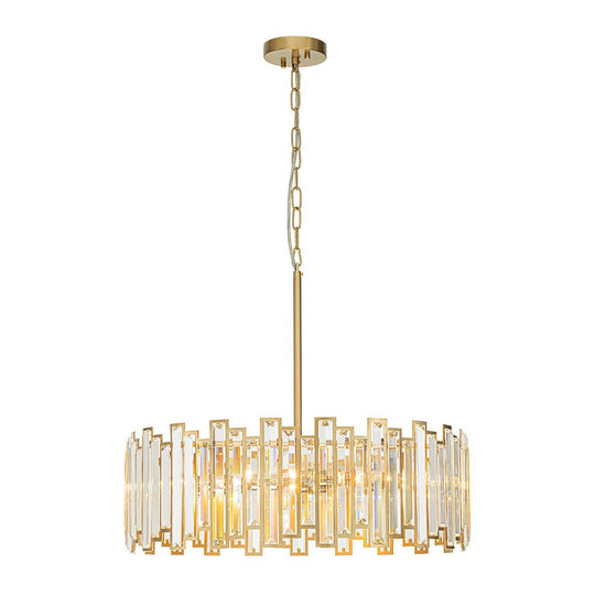 Pendantlightie - Luxury Glam 6 - Light Round Drum Crystal Chandelier - Chandeliers - Brass - 