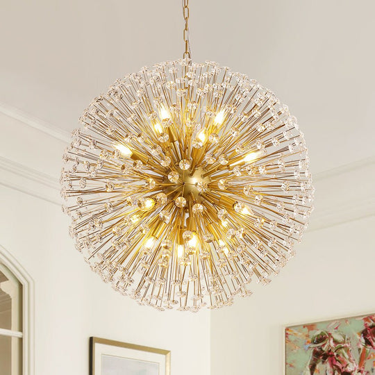 Pendantlightie - Mid - Century 16 - Light Snowflake Sputnik Globe Crystal Firework Chandelier - Chandeliers - Gold - 