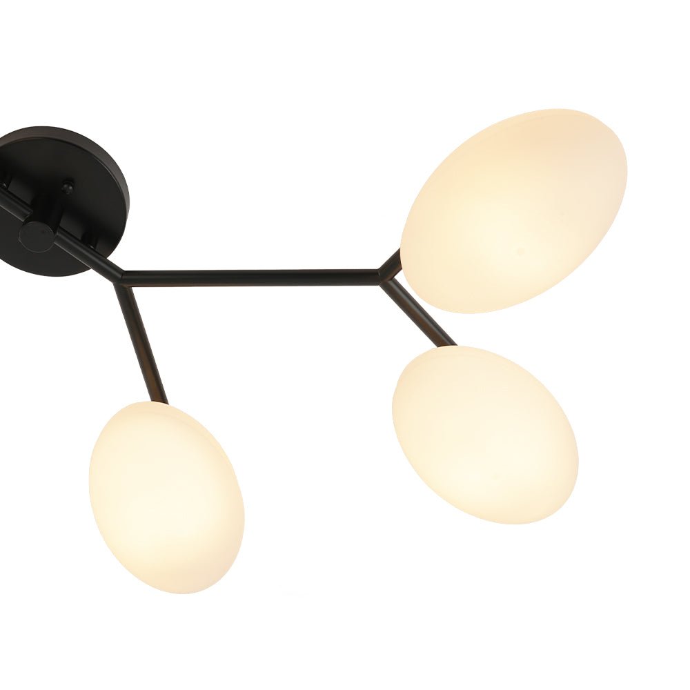 Pendantlightie - Mid - Century 6 - Light Elliptical Glass Globe Linear Semi Flush Mount - Semi Flush Mount - Black - 