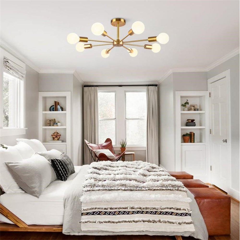 Mid-Century Modern 8-Light Sputnik Semi Flush Ceiling Light ...