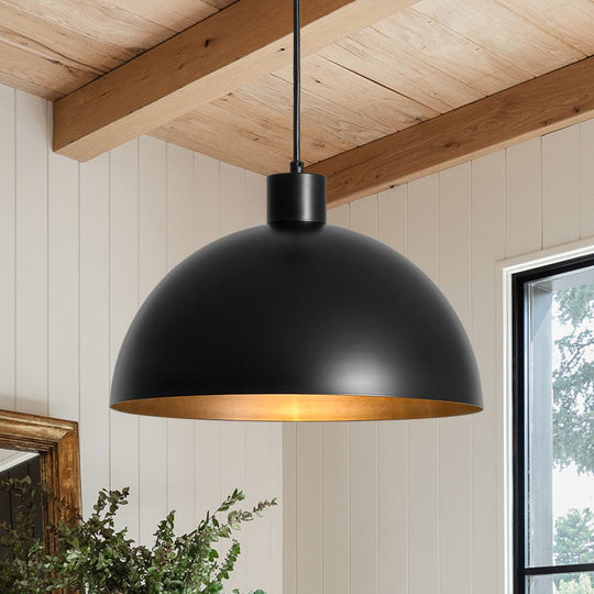 Pendantlightie - Mid - Century Modern Pendant Industrial Metal Dome Light - Pendants - Black - 