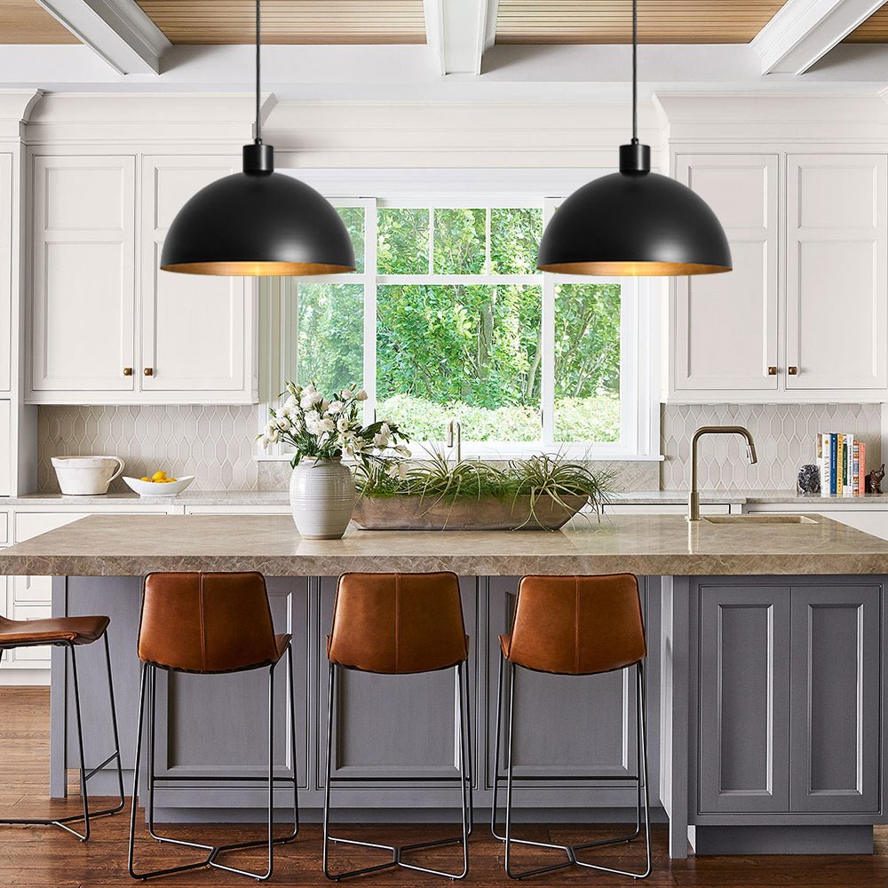 Pendantlightie - Mid - Century Modern Pendant Industrial Metal Dome Light - Pendants - Brass - 