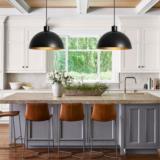 Pendantlightie - Mid - Century Modern Pendant Industrial Metal Dome Light - Pendants - Brass - 