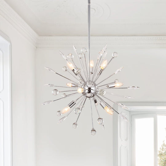 Pendantlightie - Mid - Century Sputnik Chandelier With Crystal Accents - Chandeliers - Chrome - 8Lt