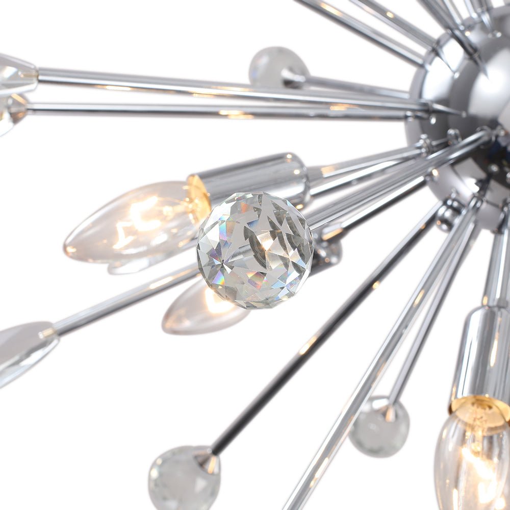 Pendantlightie - Mid - Century Sputnik Chandelier With Crystal Accents - Chandeliers - Chrome - 9Lt