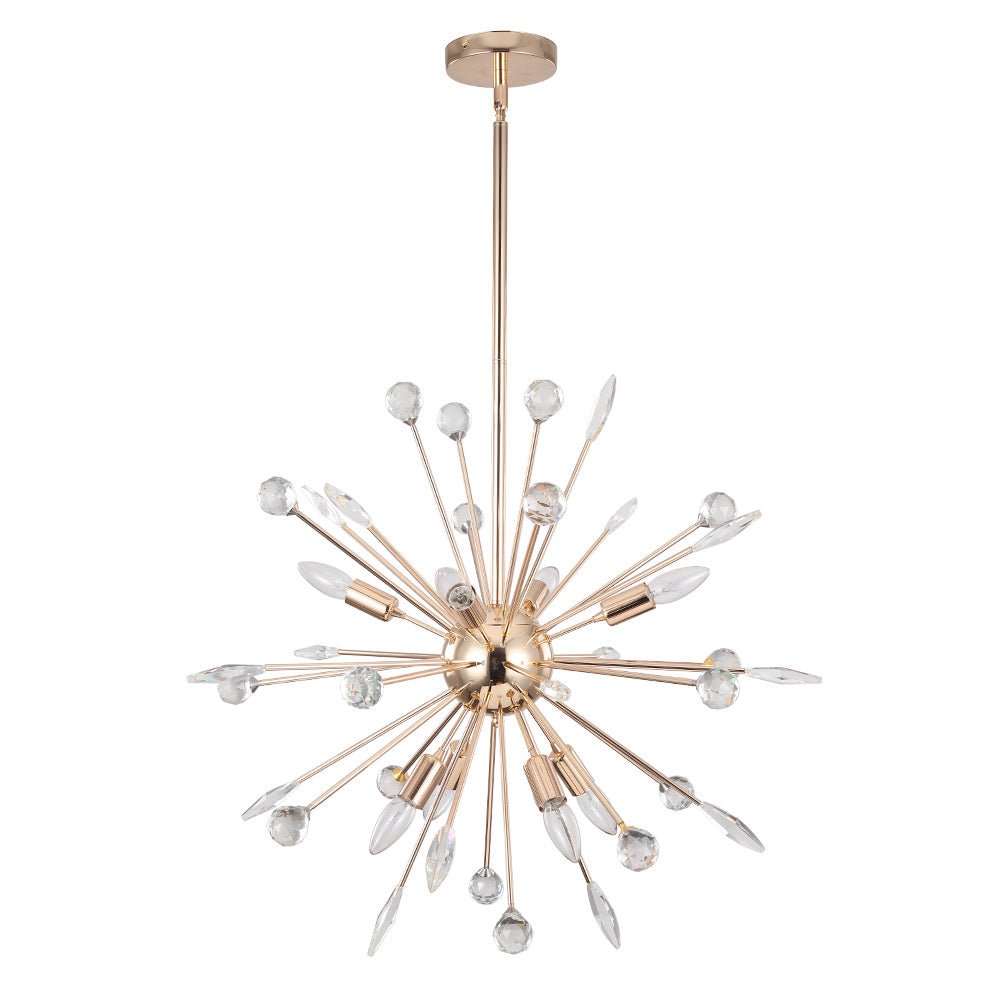 Pendantlightie - Mid - Century Sputnik Chandelier With Crystal Accents - Chandeliers - Chrome - 9Lt