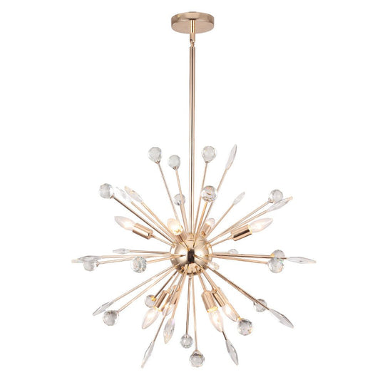 Pendantlightie - Mid - Century Sputnik Chandelier With Crystal Accents - Chandeliers - Chrome - 9Lt