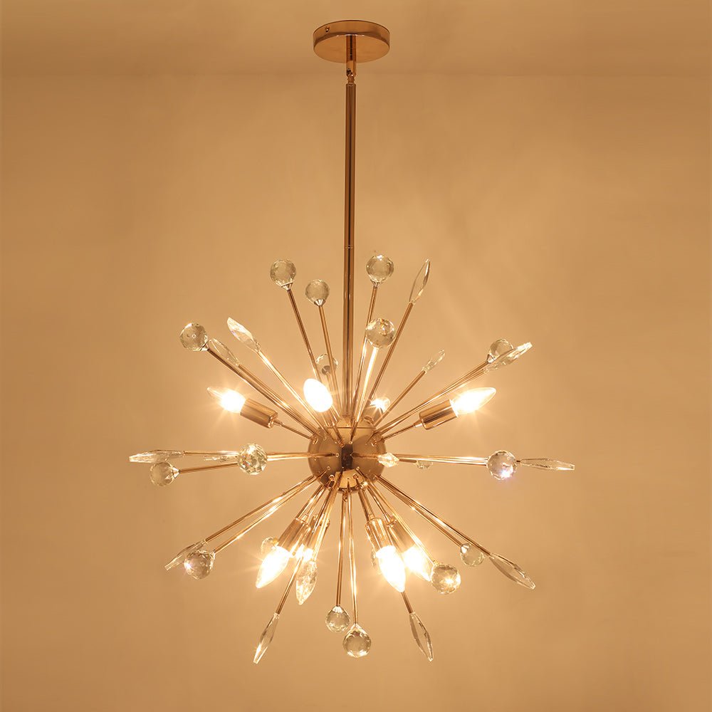 Pendantlightie - Mid - Century Sputnik Chandelier With Crystal Accents - Chandeliers - Chrome - 9Lt