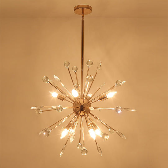 Pendantlightie - Mid - Century Sputnik Chandelier With Crystal Accents - Chandeliers - Chrome - 9Lt