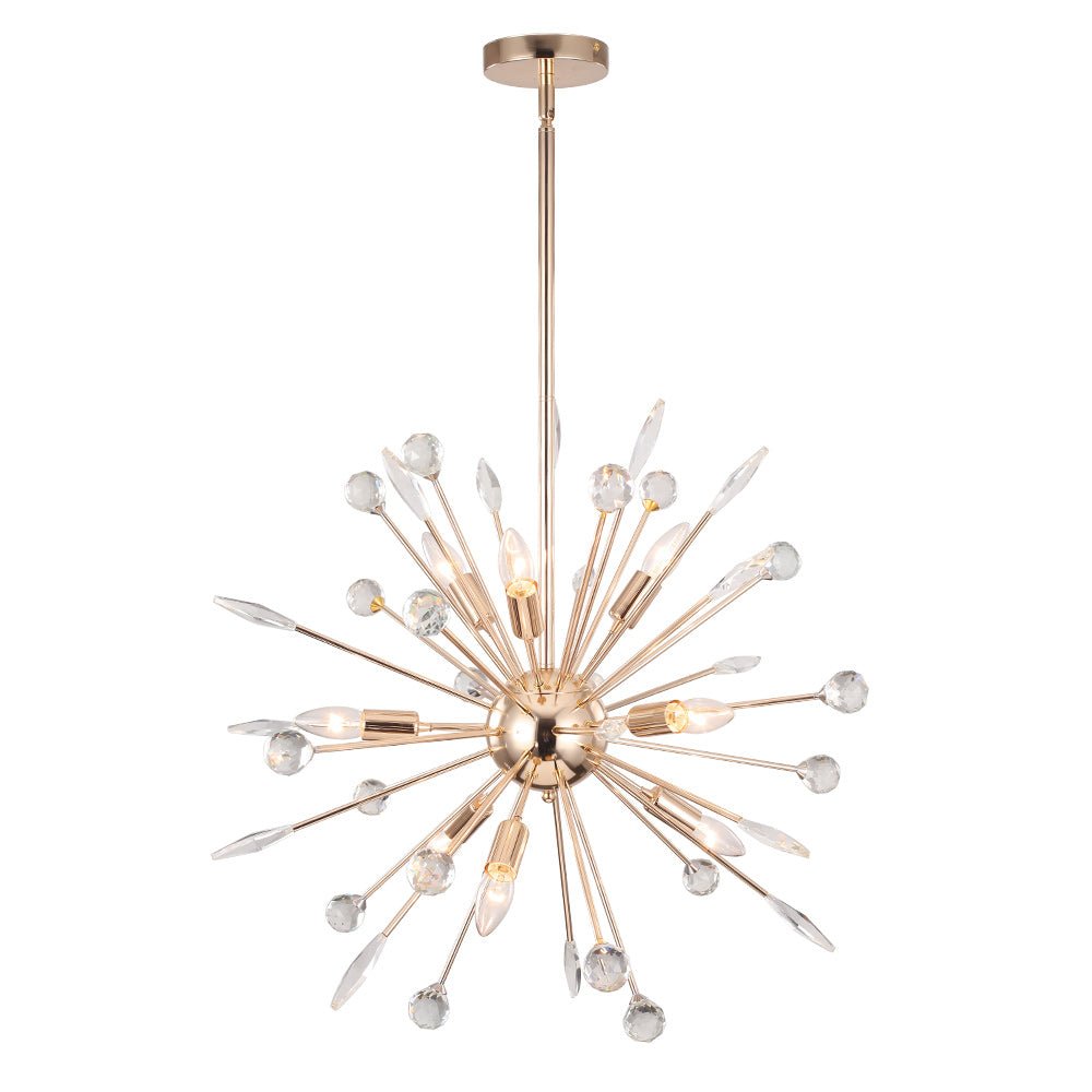 Pendantlightie - Mid - Century Sputnik Chandelier With Crystal Accents - Chandeliers - Chrome - 9Lt