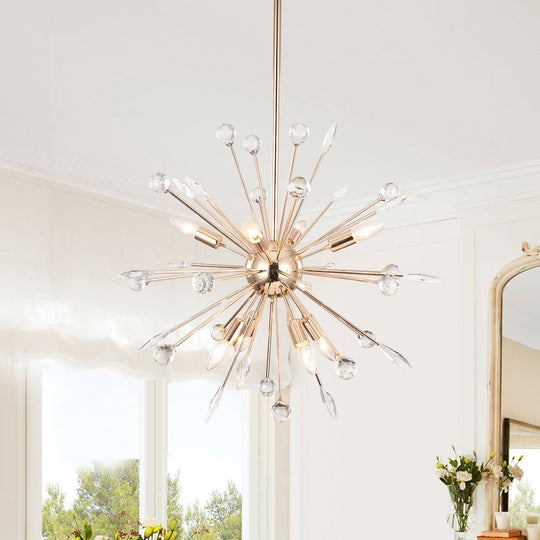 Pendantlightie - Mid - Century Sputnik Chandelier With Crystal Accents - Chandeliers - Gold - 8Lt