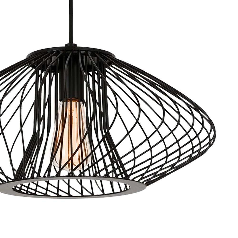 Pendantlightie - Minimalist 1 - Light Squat Metal Wire Frame Geometric Pendant Light - Pendants - Black - 