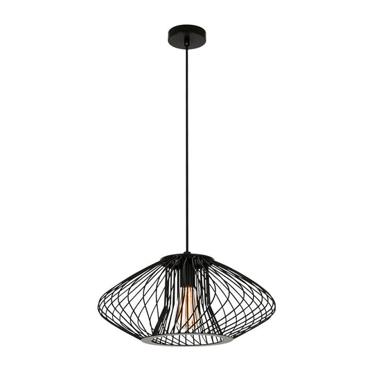 Pendantlightie - Minimalist 1 - Light Squat Metal Wire Frame Geometric Pendant Light - Pendants - Black - 