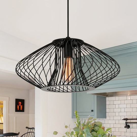 Pendantlightie - Minimalist 1 - Light Squat Metal Wire Frame Geometric Pendant Light - Pendants - Black - 