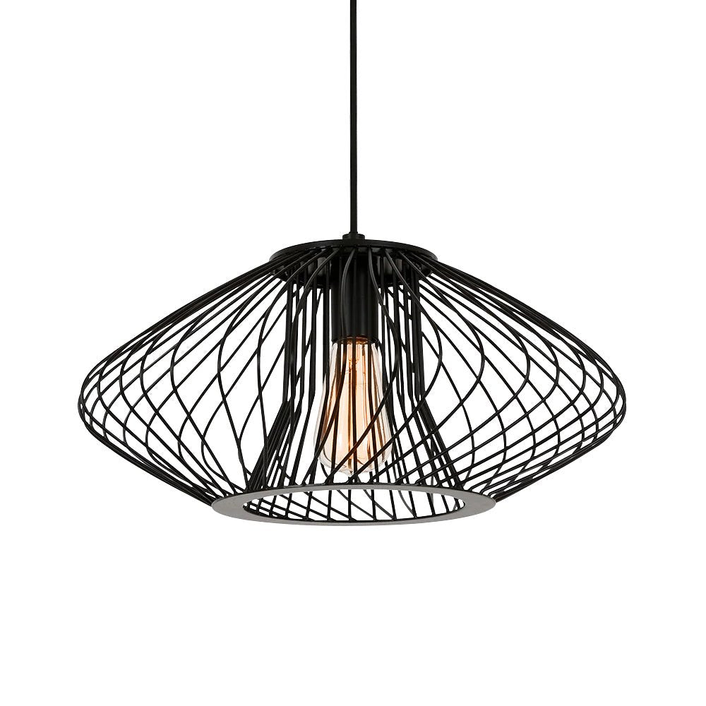 Pendantlightie - Minimalist 1 - Light Squat Metal Wire Frame Geometric Pendant Light - Pendants - Black - 