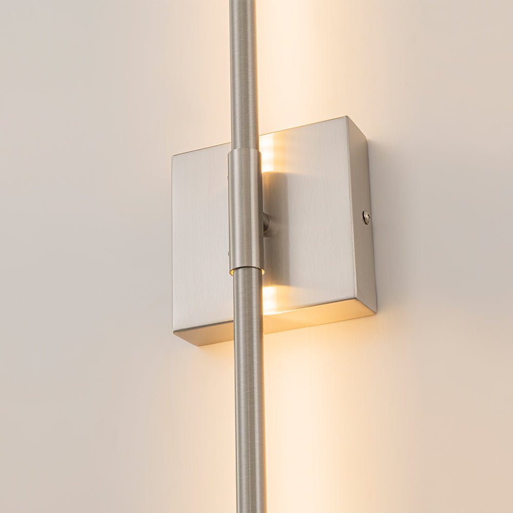 Pendantlightie - Minimalist Vanity Strip Linear Led Wall Light With Square Canopy - Wall Light - Nickel - 23.6 in (60 cm)