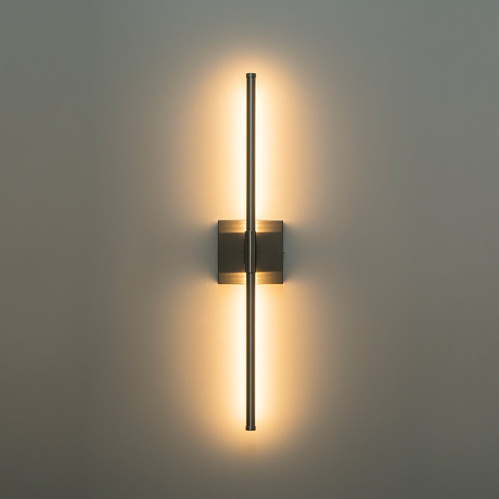 Pendantlightie - Minimalist Vanity Strip Linear Led Wall Light With Square Canopy - Wall Light - Nickel - 23.6 in (60 cm)