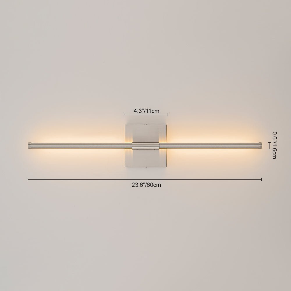 Pendantlightie - Minimalist Vanity Strip Linear Led Wall Light With Square Canopy - Wall Light - Nickel - 23.6 in (60 cm)