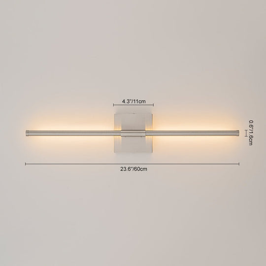 Pendantlightie - Minimalist Vanity Strip Linear Led Wall Light With Square Canopy - Wall Light - Nickel - 23.6 in (60 cm)