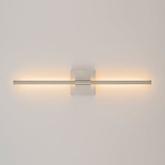 Pendantlightie - Minimalist Vanity Strip Linear Led Wall Light With Square Canopy - Wall Light - Nickel - 23.6 in (60 cm)