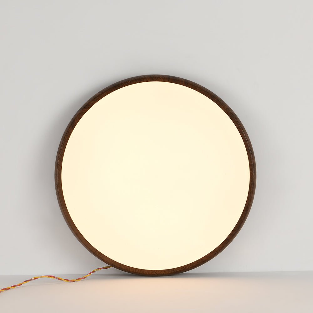 Pendantlightie-Minimalist Wood Grain Round Led Ceiling Light-Flush Mount-Cool White Light-Walnut Grain