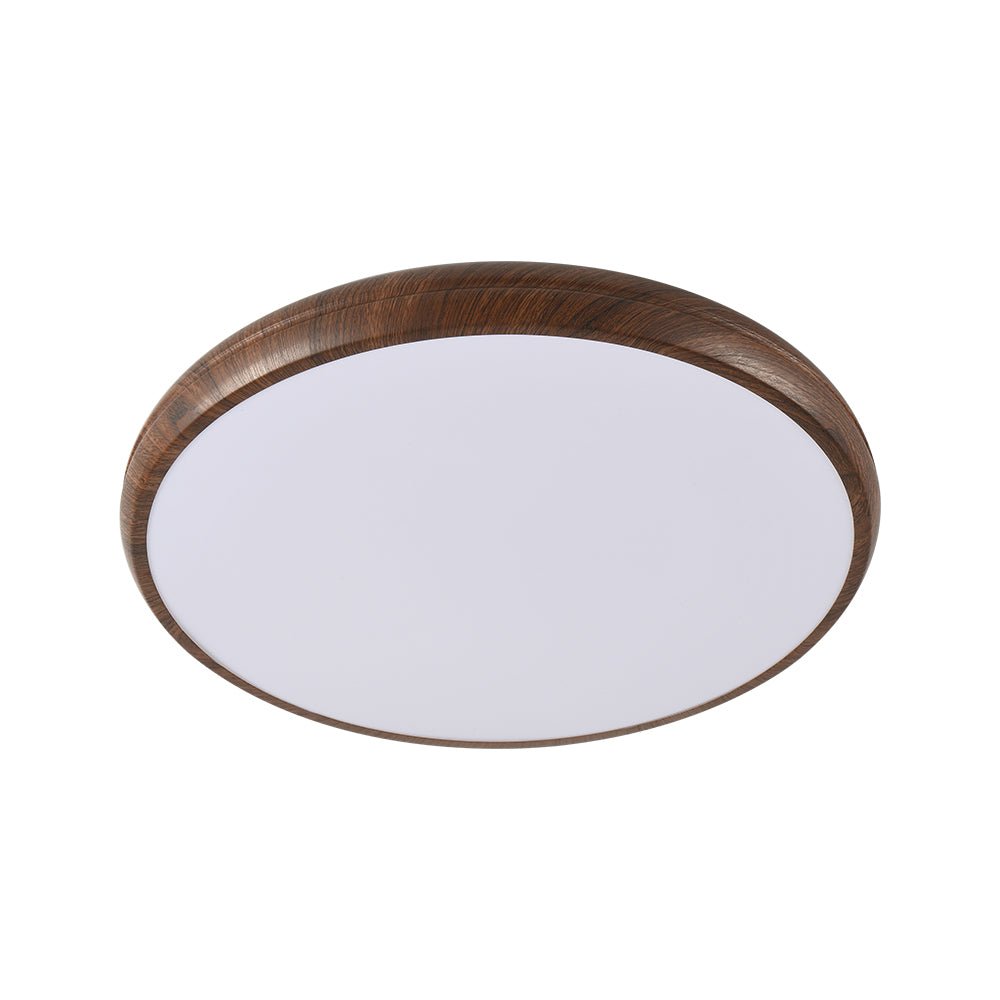 Pendantlightie-Minimalist Wood Grain Round Led Ceiling Light-Flush Mount-Cool White Light-Walnut Grain