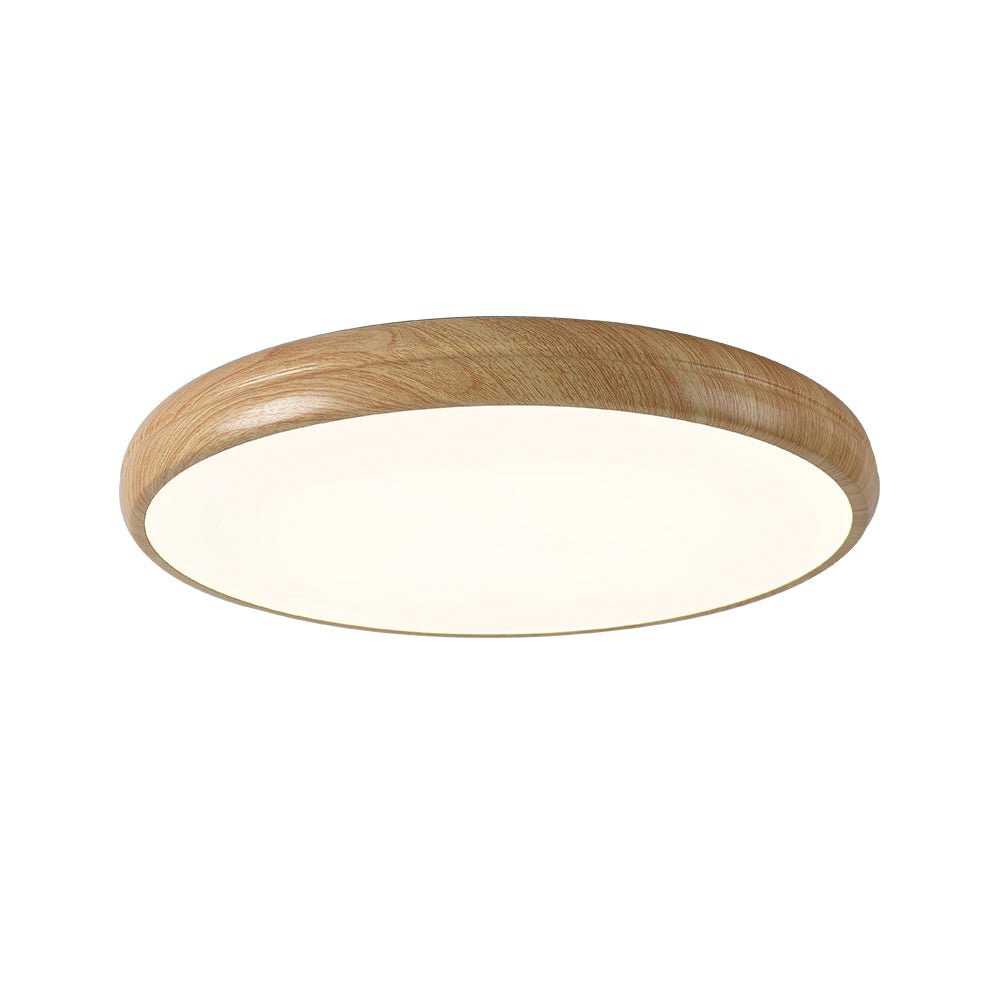 Pendantlightie-Minimalist Wood Grain Round Led Ceiling Light-Flush Mount-Cool White Light-Walnut Grain