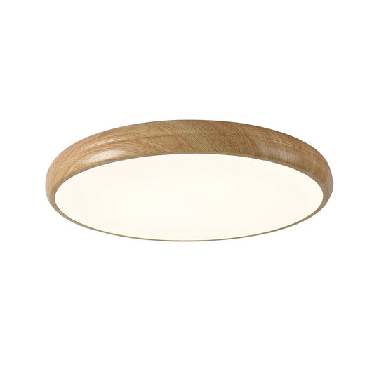 Pendantlightie-Minimalist Wood Grain Round Led Ceiling Light-Flush Mount-Cool White Light-Walnut Grain