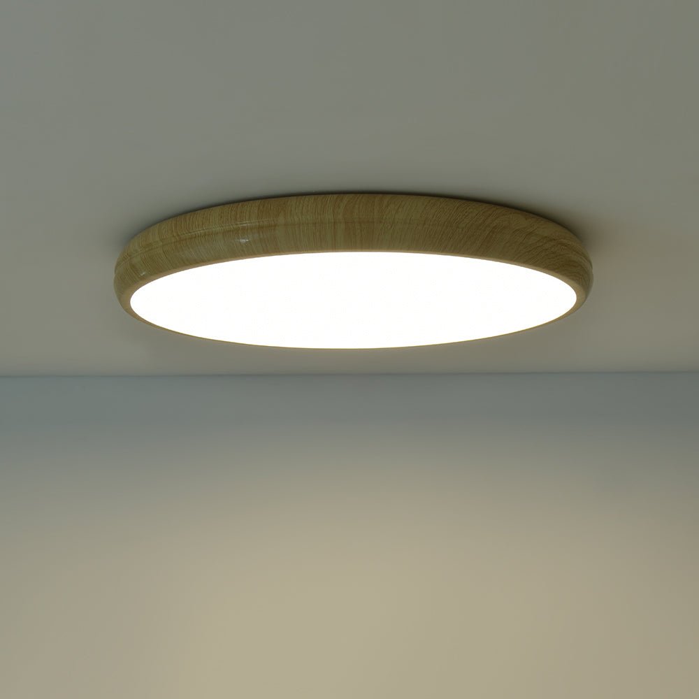 Pendantlightie-Minimalist Wood Grain Round Led Ceiling Light-Flush Mount-Cool White Light-Walnut Grain