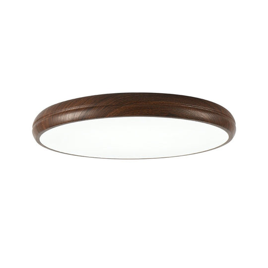 Pendantlightie-Minimalist Wood Grain Round Led Ceiling Light-Flush Mount-Cool White Light-Walnut Grain