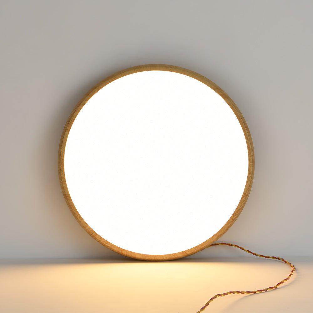 Pendantlightie-Minimalist Wood Grain Round Led Ceiling Light-Flush Mount-Cool White Light-Walnut Grain