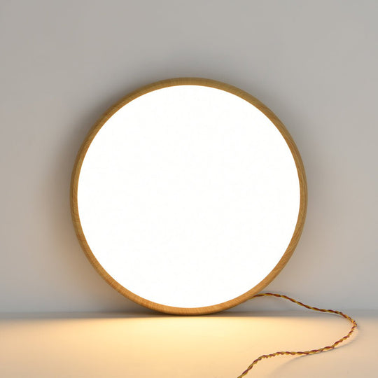 Pendantlightie-Minimalist Wood Grain Round Led Ceiling Light-Flush Mount-Cool White Light-Walnut Grain