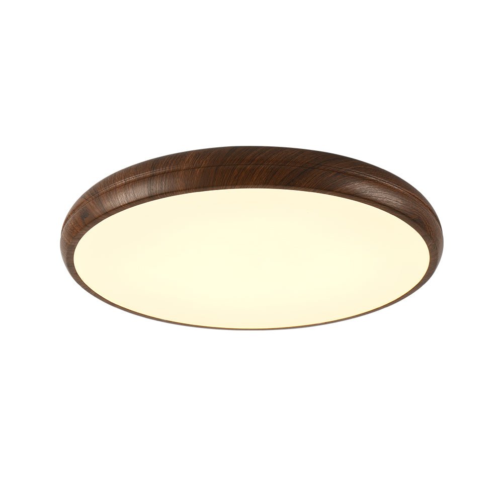 Pendantlightie-Minimalist Wood Grain Round Led Ceiling Light-Flush Mount-Cool White Light-Walnut Grain