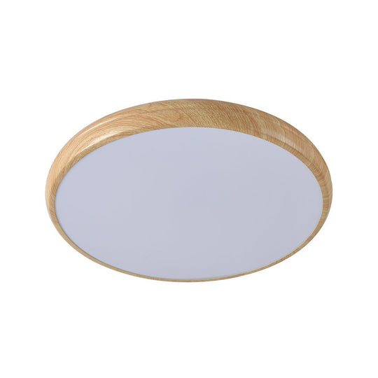 Pendantlightie-Minimalist Wood Grain Round Led Ceiling Light-Flush Mount-Cool White Light-Walnut Grain