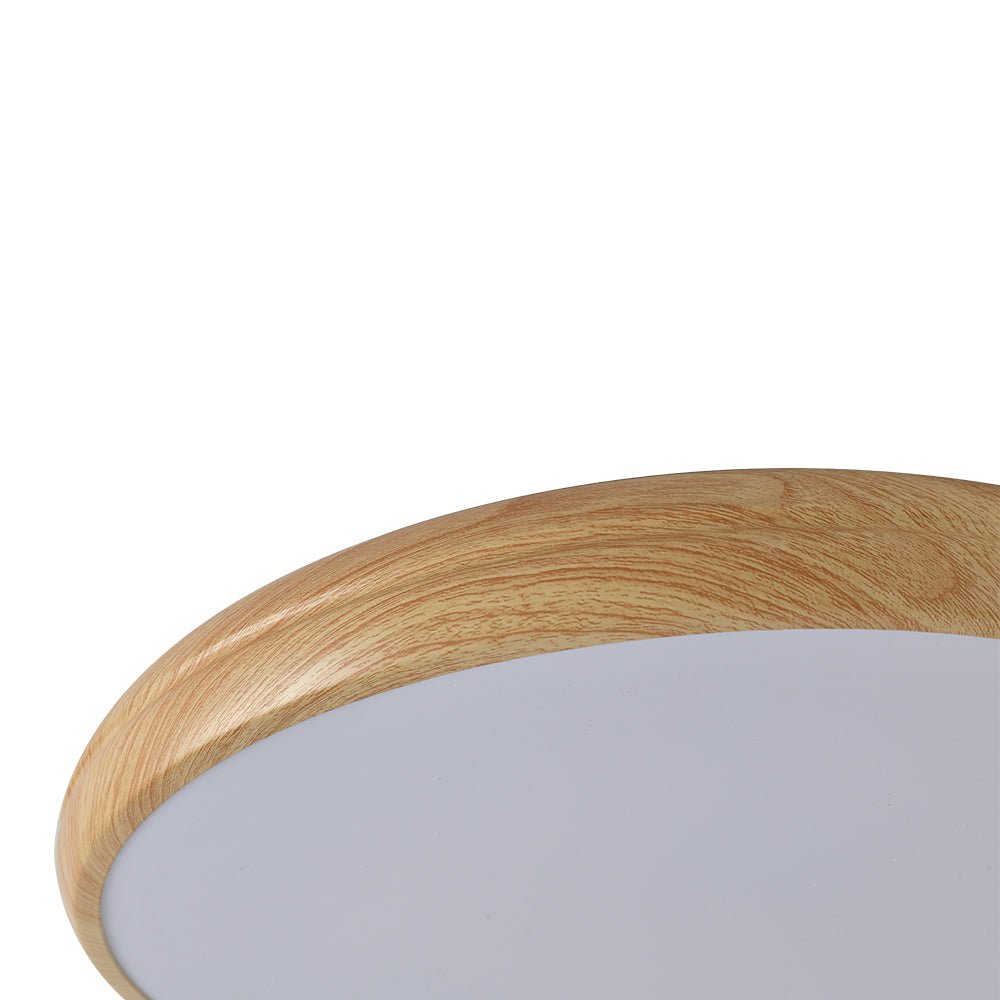 Pendantlightie-Minimalist Wood Grain Round Led Ceiling Light-Flush Mount-Cool White Light-Walnut Grain