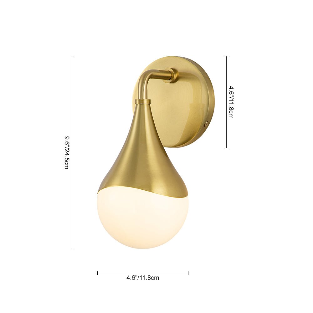 Pendantlightie - Modern 1 - Light Aged Brass Teardrop Bathroom Armed Wall Sconce - Wall Light - Brass - 