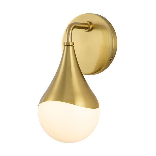 Pendantlightie - Modern 1 - Light Aged Brass Teardrop Bathroom Armed Wall Sconce - Wall Light - Brass - 