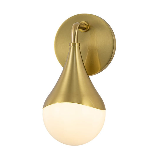 Pendantlightie - Modern 1 - Light Aged Brass Teardrop Bathroom Armed Wall Sconce - Wall Light - Brass - 