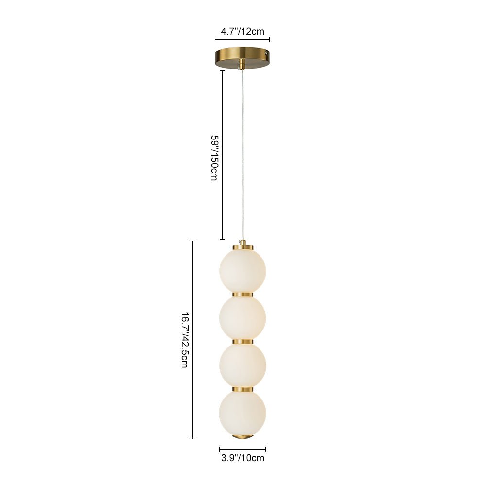 Pendantlightie - Modern 1 - Light Glass Globe Abacus Long Strip Led Pearls Pendant Light - Pendants - Brass - 